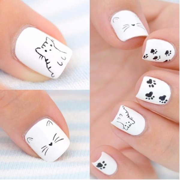 Маникюр с лапками кошек