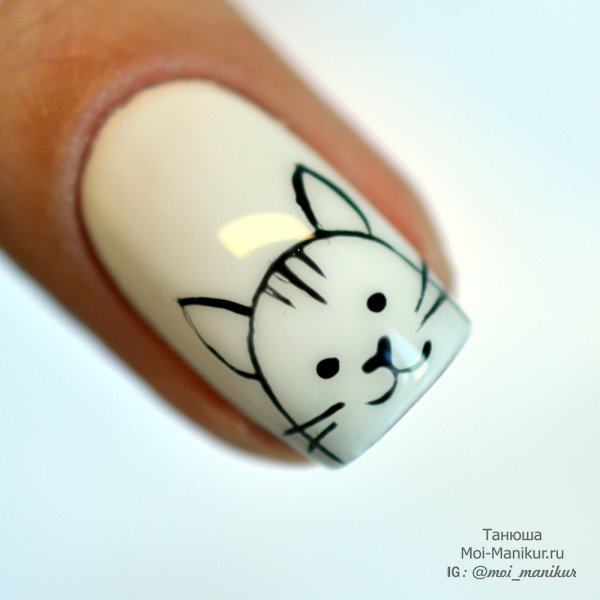 Поэтапное рисование на ногтях животных