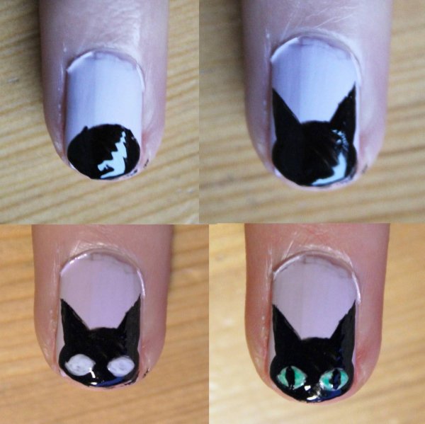 Красивый маникюр с кошками