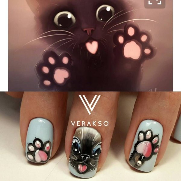 Маникюр с кошачьими лапками