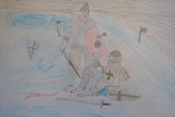 Детский рисунок Александра Невского Ледовое побоище