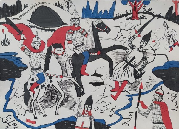 Александр Невский Ледовое побоище рисунок