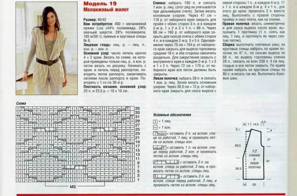 Схема вязания жилета 2020