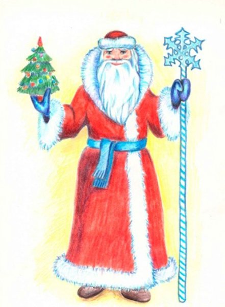 Пошаговое рисование Деда Мороза