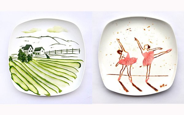 Рисуем соусом на тарелке