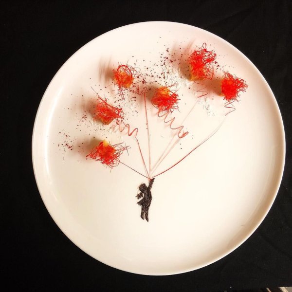 Рисунки соусом на тарелке