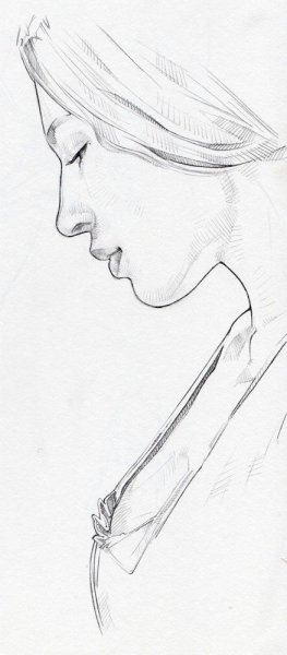 Лицо в профиль карандашом