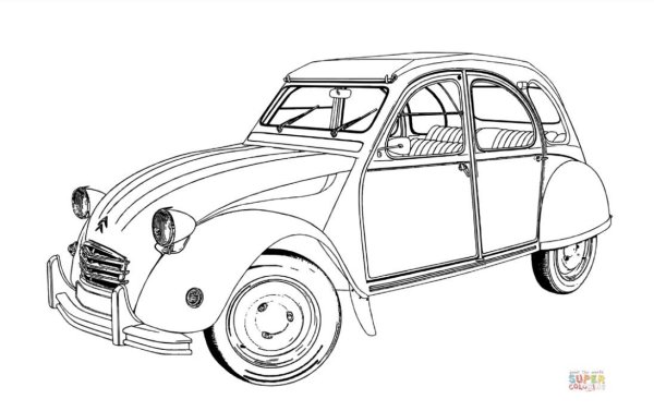 Ретро машина карандашом