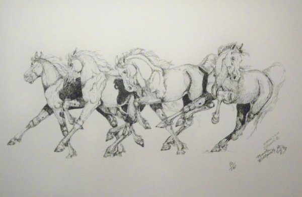 Три лошади карандашом