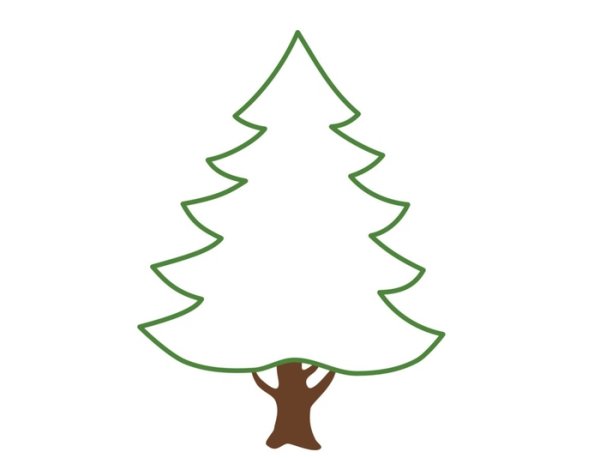 Картинка елки для детей на белом фоне шаблон