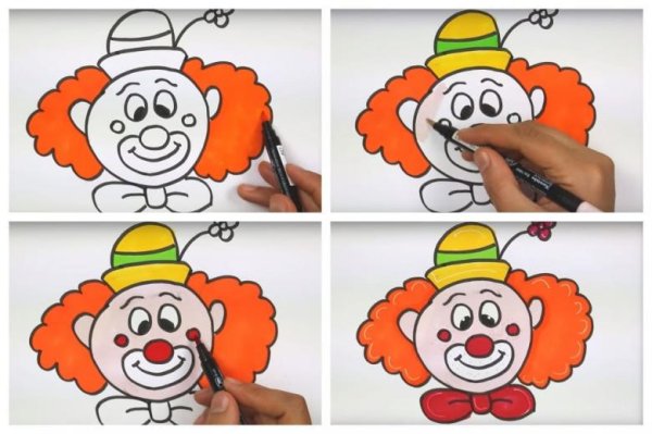 Поэтапное рисование клоуна для дошкольников