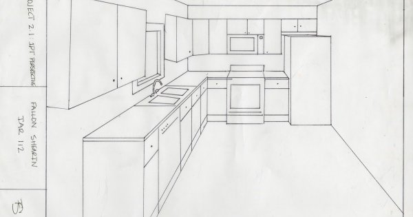 Набросок кухни карандашом для детей