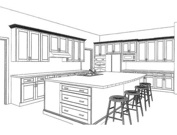 Кухня с островом набросок
