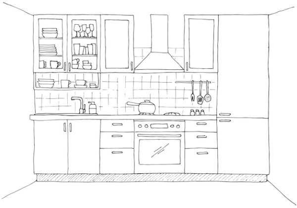 Кухня раскраска для детей