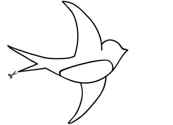 Ласточка контурный рисунок