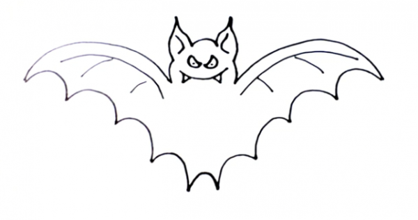 Поэтапное рисование летучей мыши