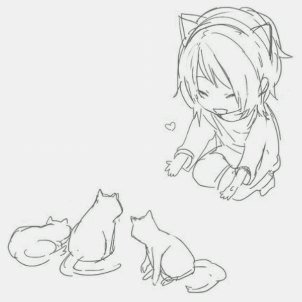 Котик раскраска аниме Чиби