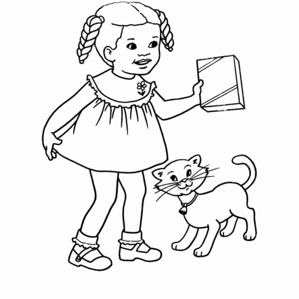 Девушка с кошкой скетч