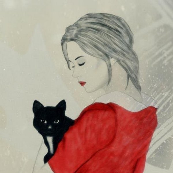 Картинки для срисовки девушка с котом