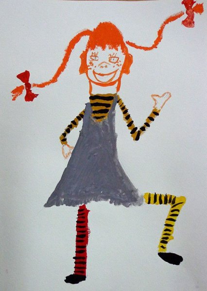 Пеппи длинный чулок нарисовать