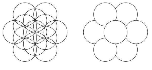 Цветок из окружностей циркулем