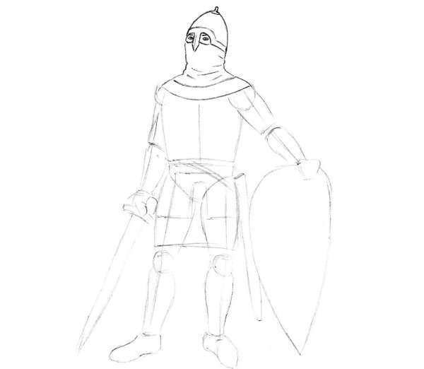 Портрет русского богатыря карандашом