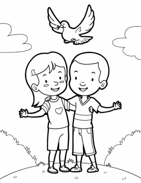 Дружба раскраска для детей