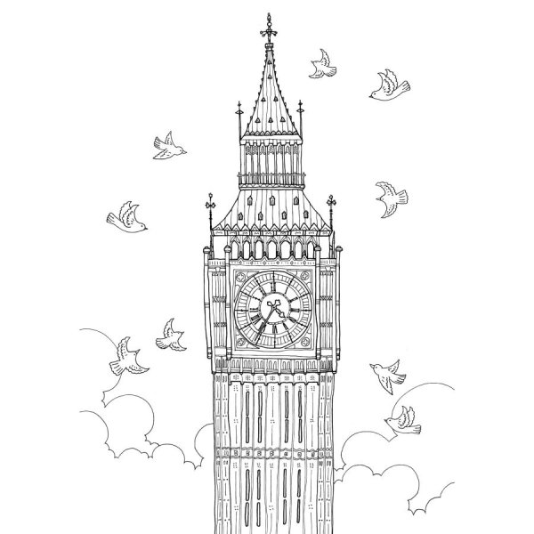 Башня Биг Бен в Лондоне раскраска