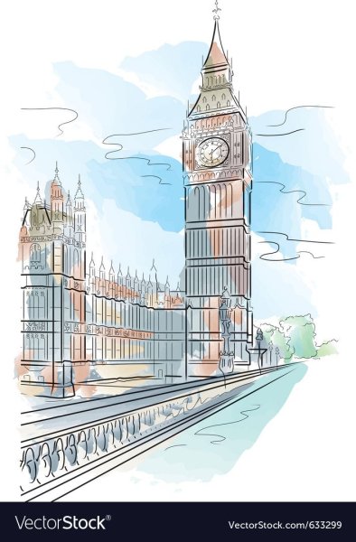 Биг Бен в мультяшном стиле