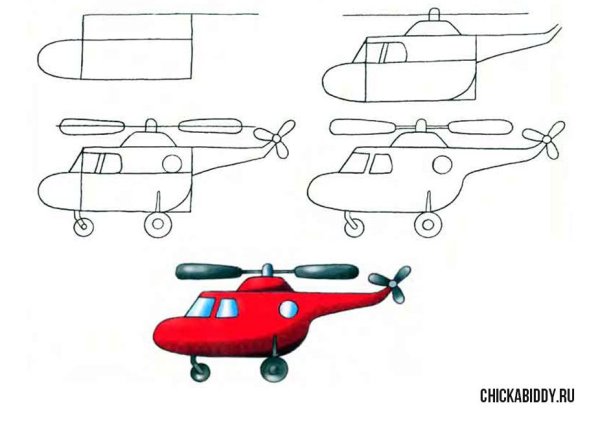 Вертолет раскраска для детей