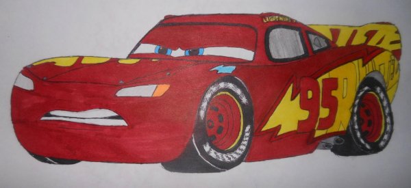 Тачка молния Маквин вид сбоку для рисования