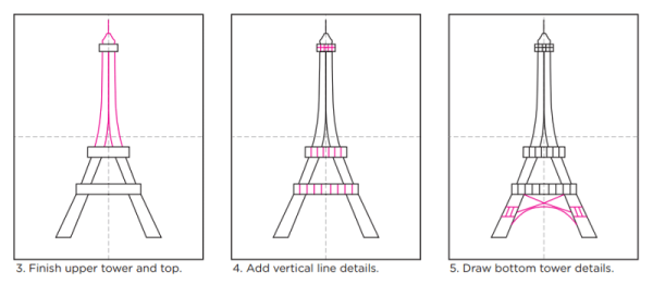 Эйфелева башня рисунок карандашом поэтапно
