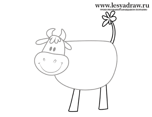 Корова рисунок для детей простой