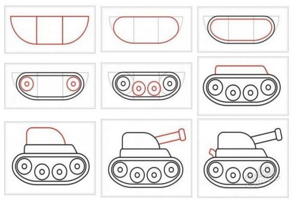 Танк рисунок сбоку детский