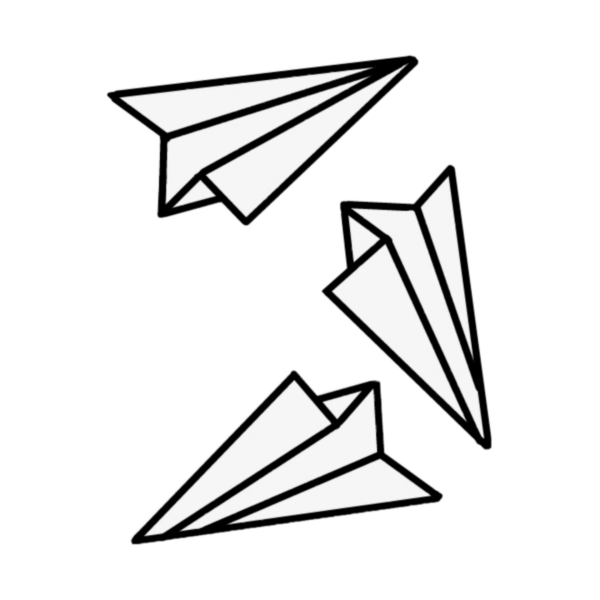 Бумажный самолетик черно белый