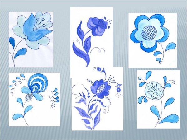 Гжельские узоры рисование в старшей группе