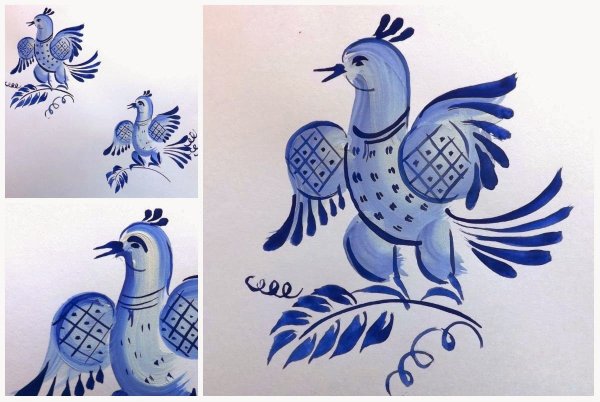 Гжельская роспись Гжельская роза