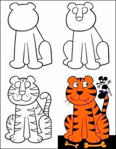 Мультяшные мордочки тигрят