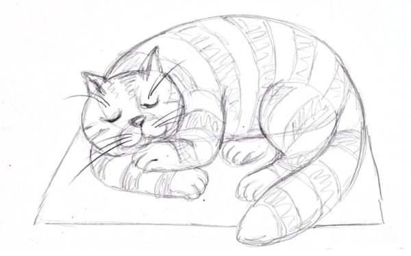 Спящий кот рисунок