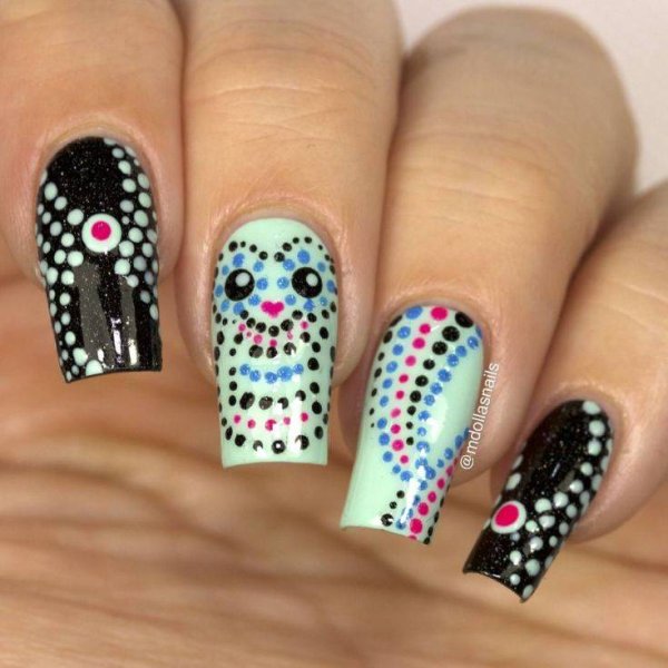 Рисунки дотсом на ногтях