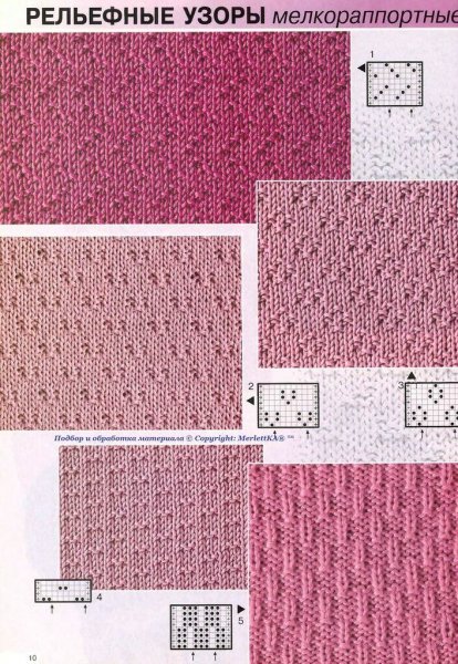 Вязание разными нитками на спицах со схемами