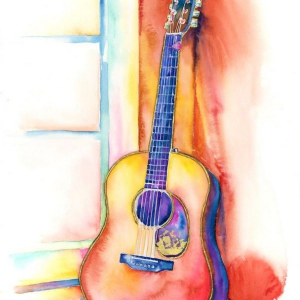 Гитара акварель