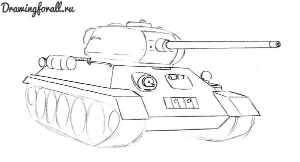 Танк т-34 рисунок карандашом