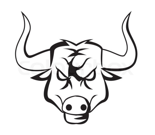 Мультяшного быка черно белый