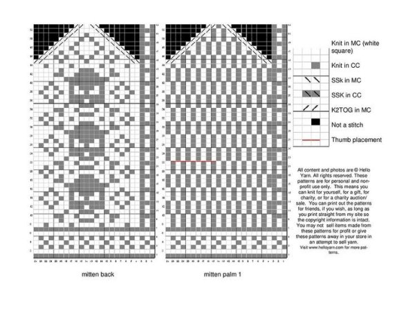 Варежки жаккардовые схемы из Чердыни и зимняя Радуга