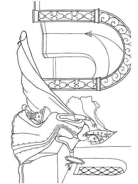 Раскраски к сказке Пушкина о мертвой царевне и семи богатырях