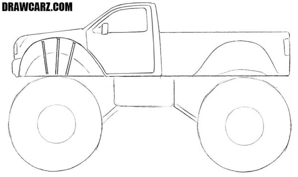 Монстр трак карандашом