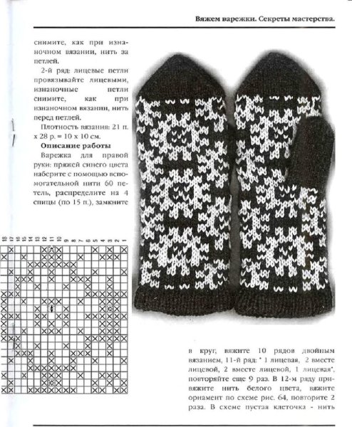 Варежки ленивый жаккард спицами схемы с описанием