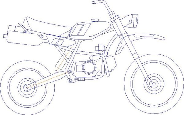 Скетч мотоцикла сбоку