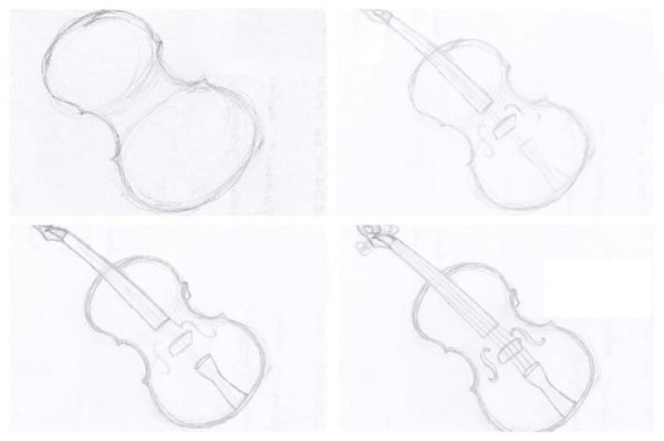 Поэтапный рисунок скрипки